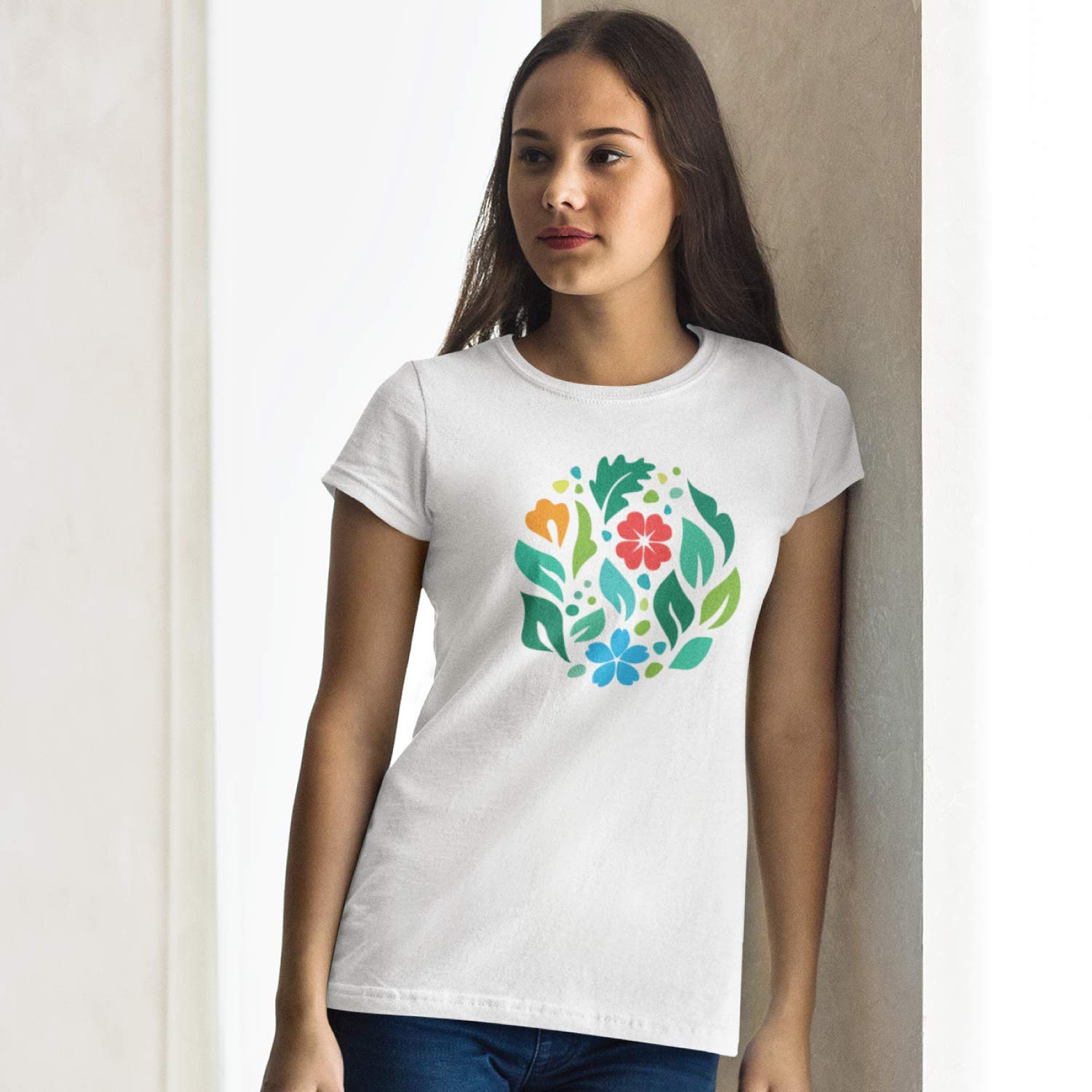 Tantra Pretty Leaves Women's 100% Cotton Round Neck Graphic Printed T-Shirt - Shipping Globally!