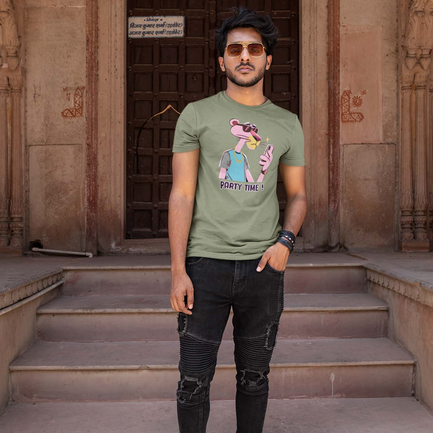 Tantra Party-Time Men's Graphic Print Regular Fit Half Sleeve Round Neck Cotton T-Shirt - Shipping Globally!