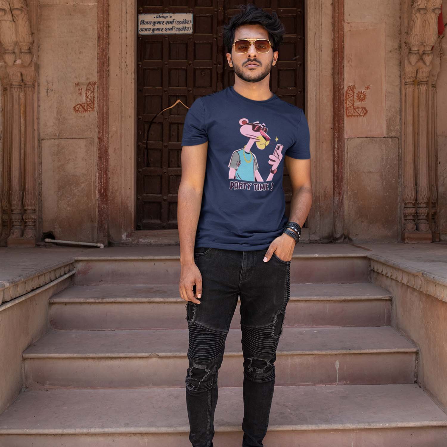 Tantra Party-Time Men's Graphic Print Regular Fit Half Sleeve Round Neck Cotton T-Shirt - Shipping Globally!
