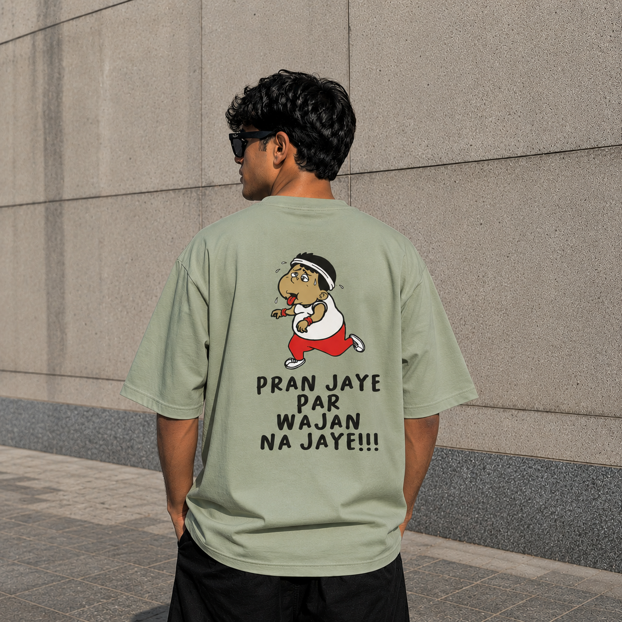 Pran Oversized Back Print Cotton Men's T-Shirt Casual Wear Tantra Original Since 1997
