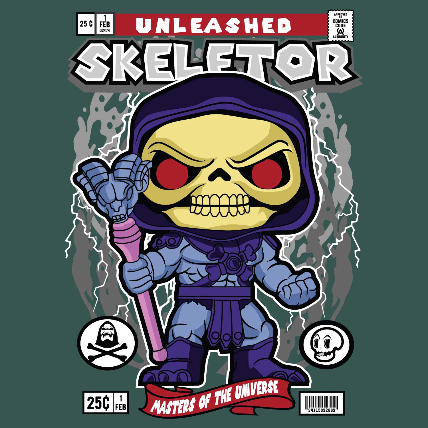 Skeletor Back Print – Tantra Original Brand Since 1997 – Unisex Cotton Tee Everyday Wear - Shipping Globally!