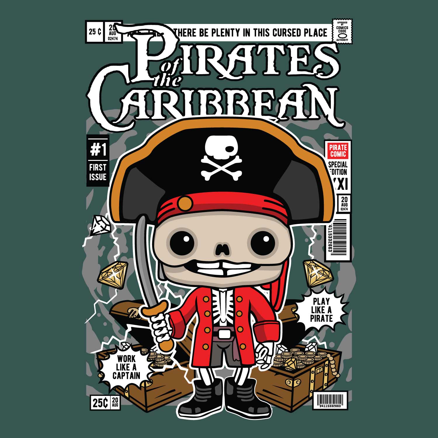 Pirates Back Print – Tantra Original Brand Since 1997 – Unisex Cotton Tee Everyday Wear - Shipping Globally!