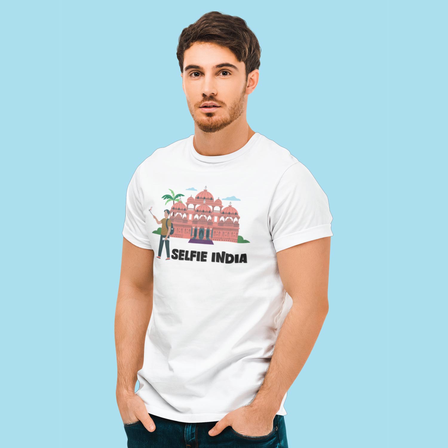 Tantra Selfie India - Graphic Print Regular Fit Half Sleeve Round Neck Cotton T-Shirt - Shipping Globally!