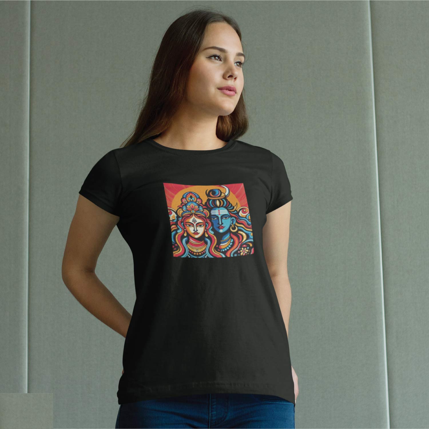 Tantra Shiv Parvati Women's Cotton Printed T-Shirt - Shipping Globally!