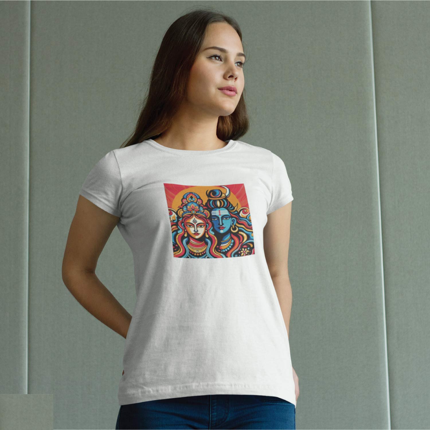 Tantra Shiv Parvati Women's Cotton Printed T-Shirt - Shipping Globally!