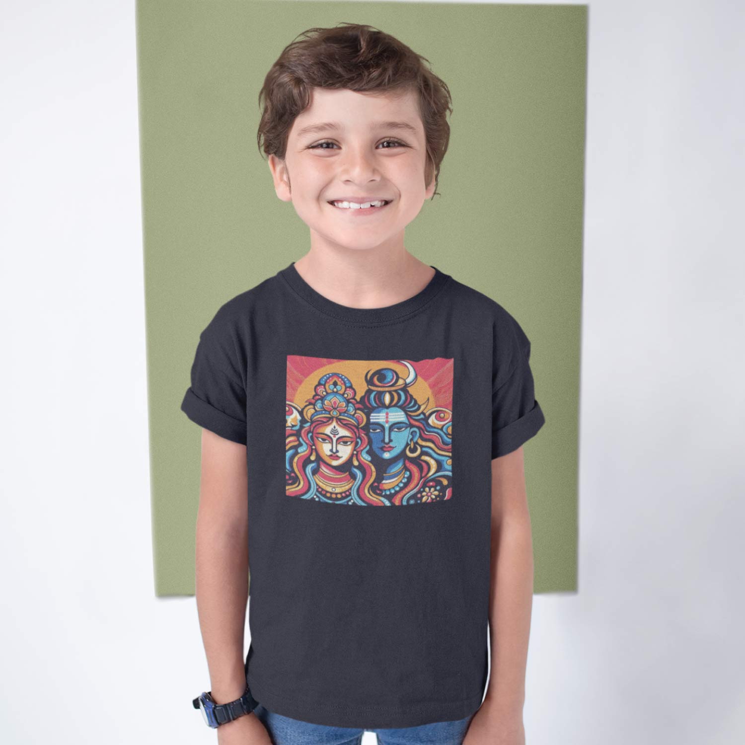 Tantra Shiv Parvati Kids Graphic Printed T-Shirt - Shipping Globally!
