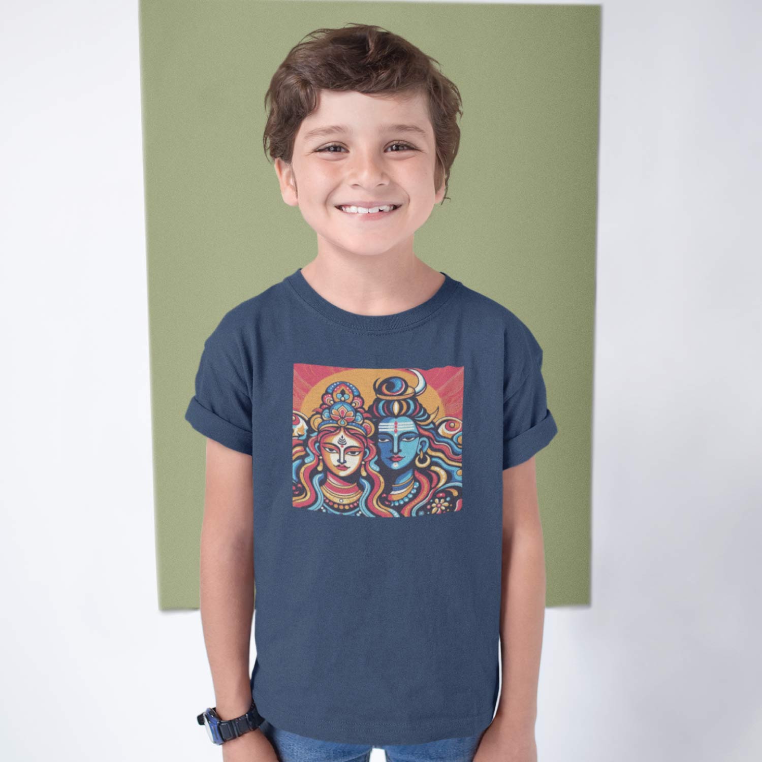 Tantra Shiv Parvati Kids Graphic Printed T-Shirt - Shipping Globally!