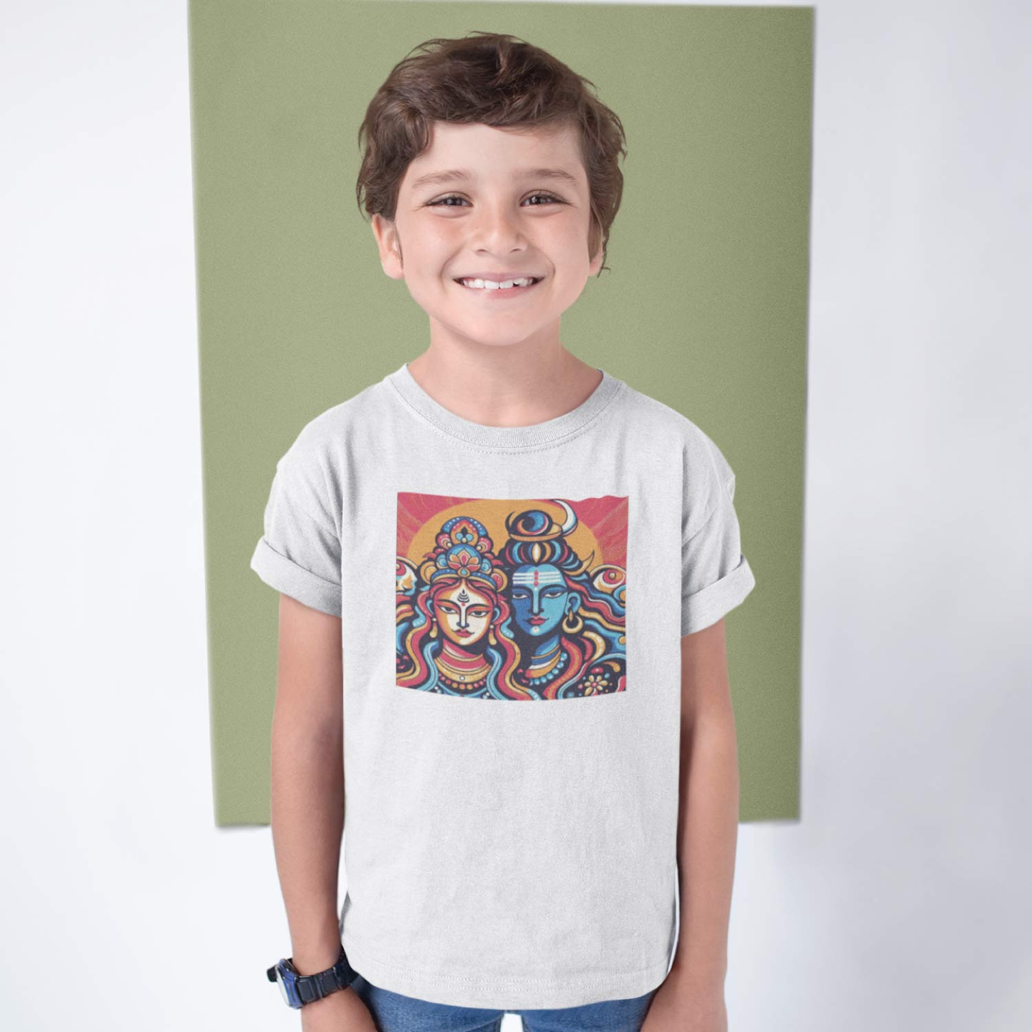 Tantra Shiv Parvati Kids Graphic Printed T-Shirt - Shipping Globally!