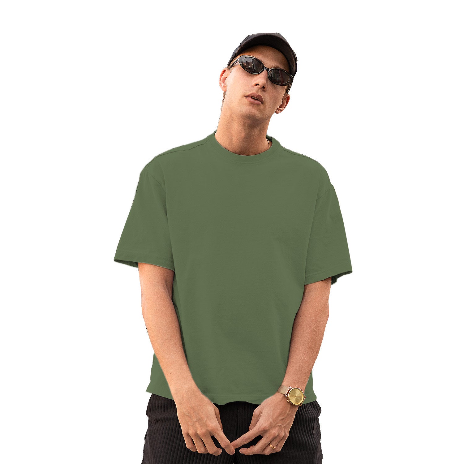 Sage Green Plain Oversize T-Shirt – Tantra Original Brand Since 1997 – Unisex Cotton Tee – Minimal Everyday Essential - Shipping Globally!