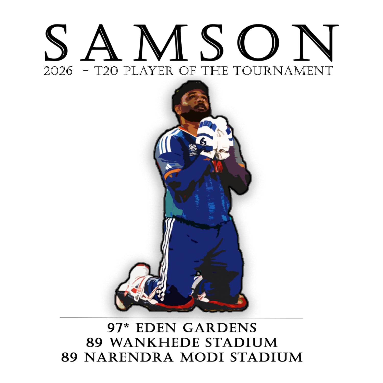 Tantra Samson Cricket Graphic Printed Cotton Unisex T-Shirt Sports Tribute Artwork Casual Regular Fit Original Since 1997