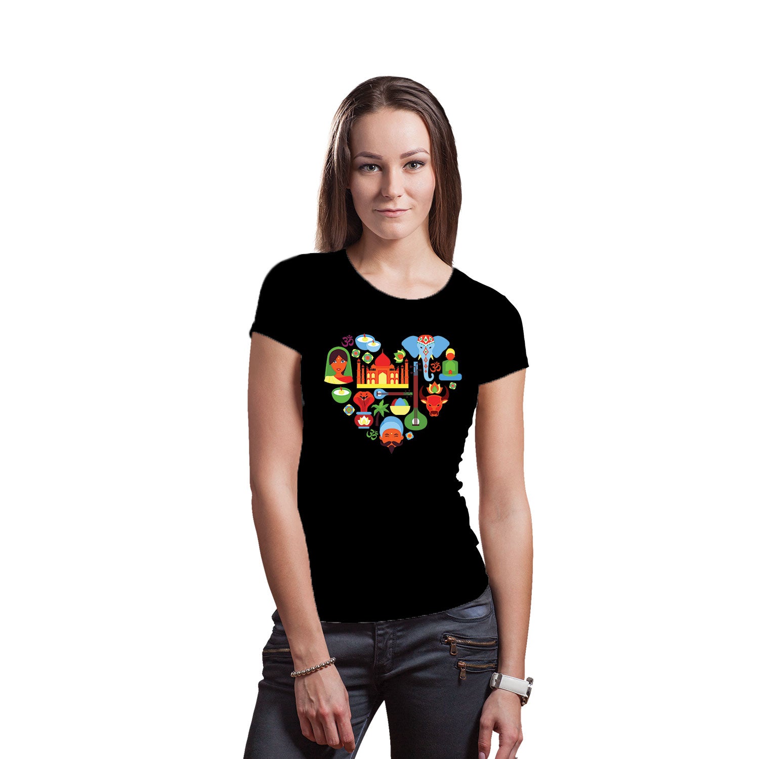 Heart India – Tantra Original Brand Since 1997 – Women’s Cotton Tee – Patriotic Graphic Everyday Wear - Shipping Globally!