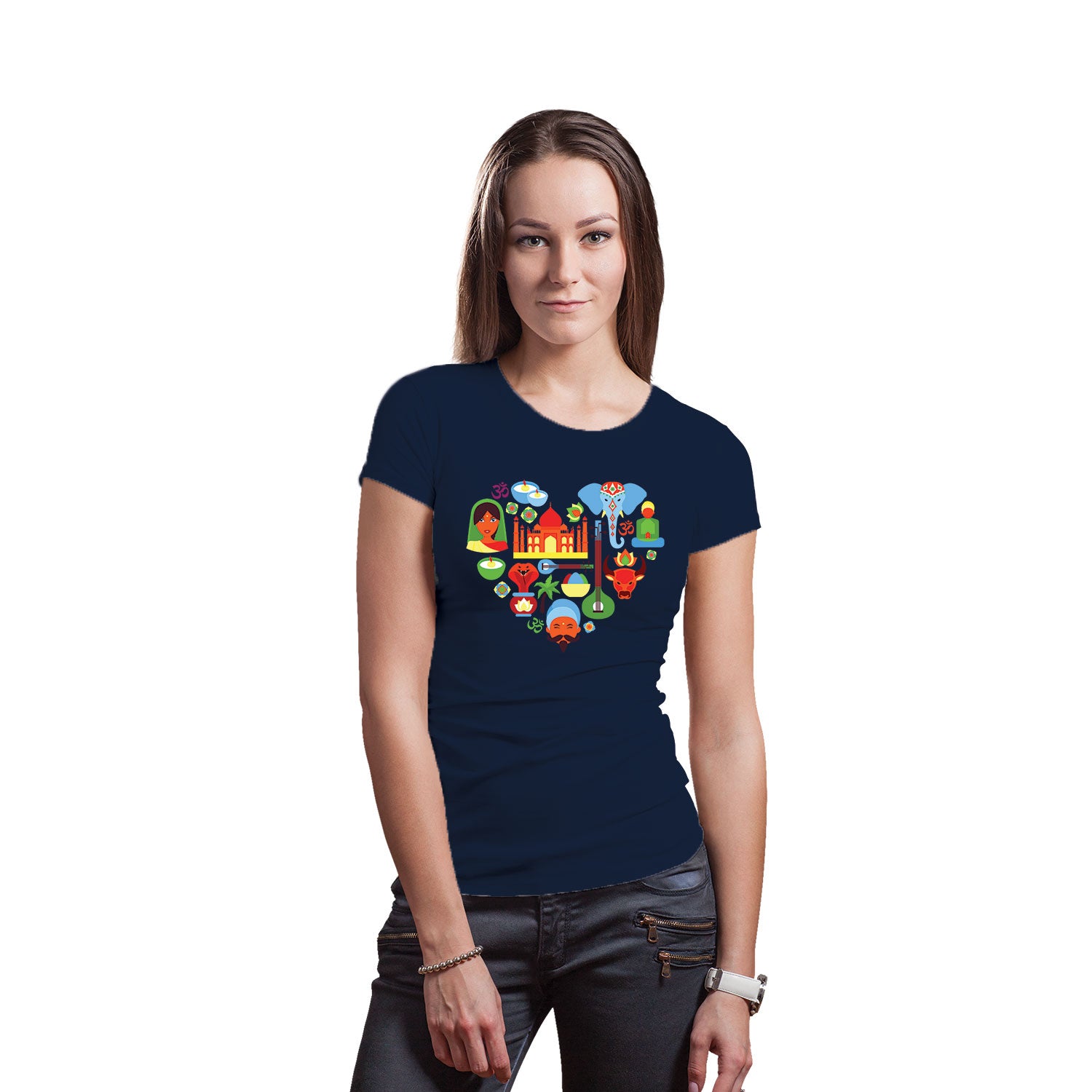 Heart India – Tantra Original Brand Since 1997 – Women’s Cotton Tee – Patriotic Graphic Everyday Wear - Shipping Globally!