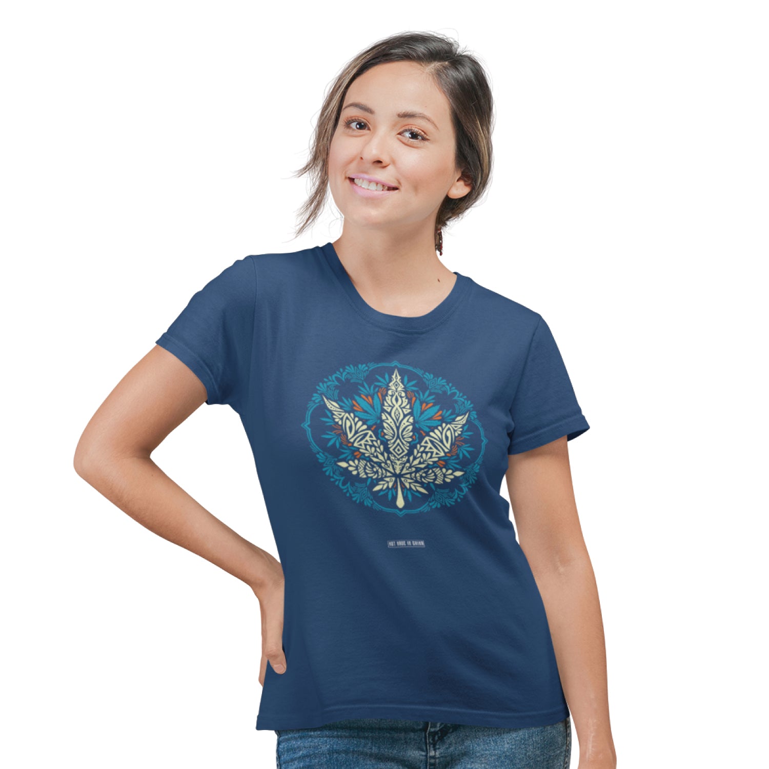 Mandala W Front & Back Graphic Polycotton Single Jersey Unisex T-Shirt Regular Fit Everyday Casual Wear