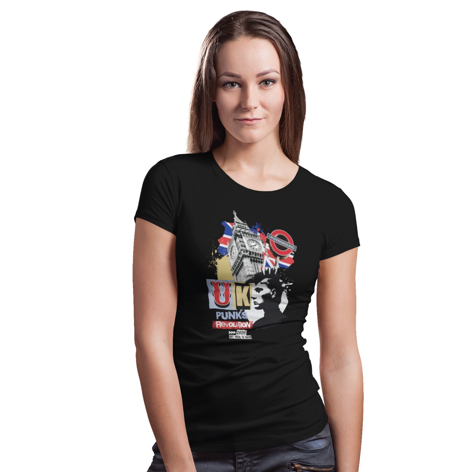 Ponks U.K. Front & Back Graphic Polycotton Single Jersey Unisex T-Shirt Regular Fit Everyday Casual Wear