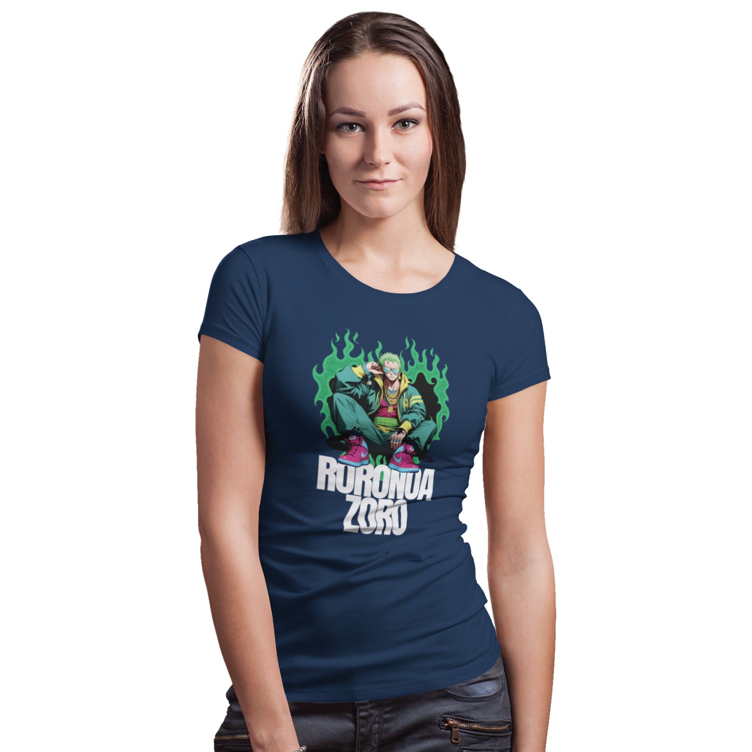 Roronoa Front & Back Graphic Polycotton Single Jersey Unisex T-Shirt Regular Fit Everyday Casual Wear