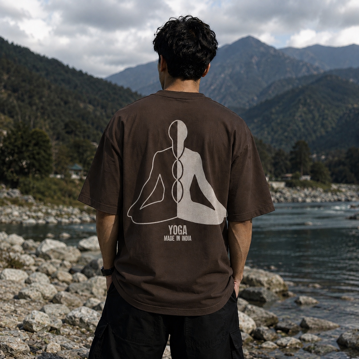 Yoga Oversized Back Print Cotton Men's T-Shirt Casual Wear Tantra Original Since 1997
