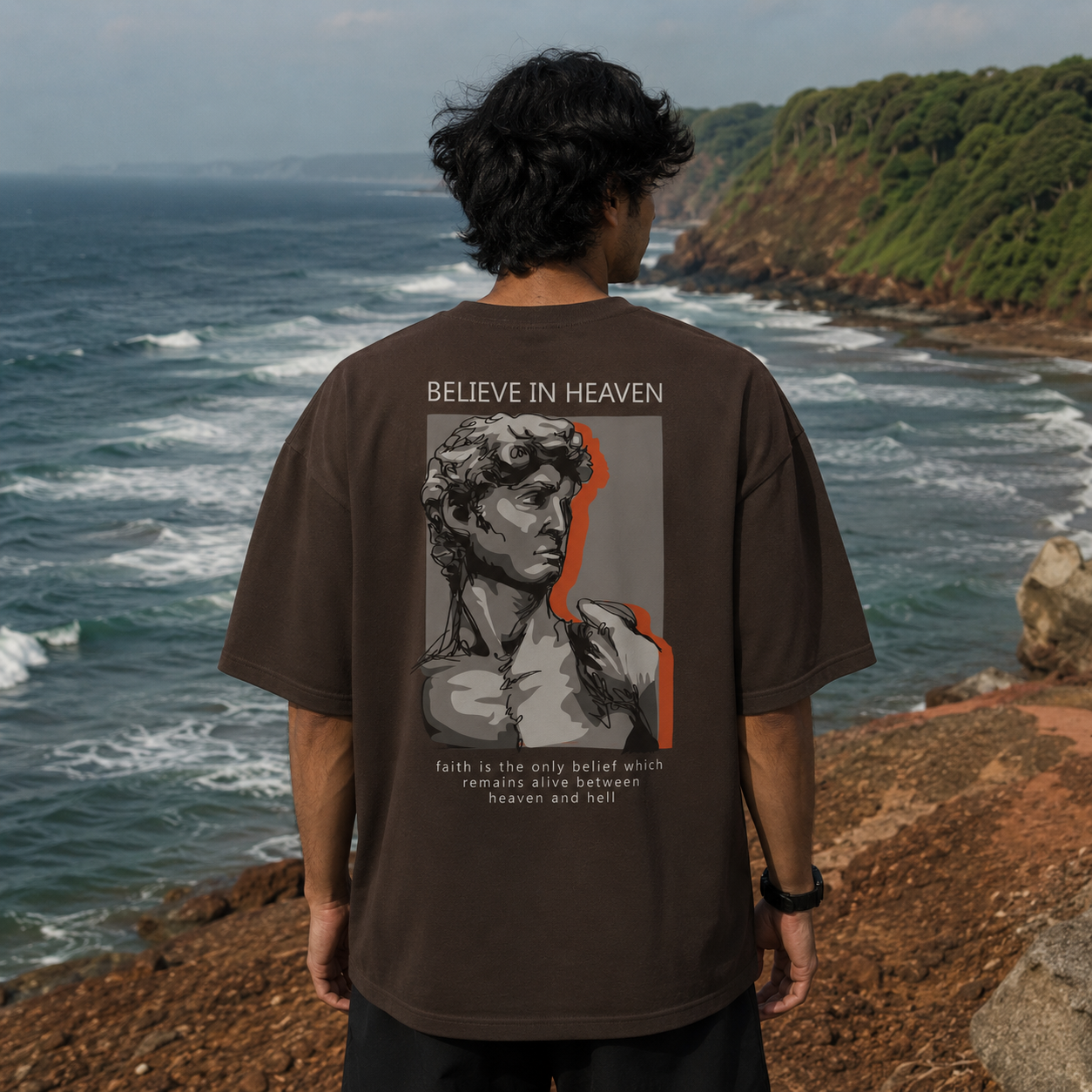 Believe In Heaven Oversize Back Print – Tantra Original Brand Since 1997 – Unisex Cotton Tee Everyday Wear - Shipping Globally!