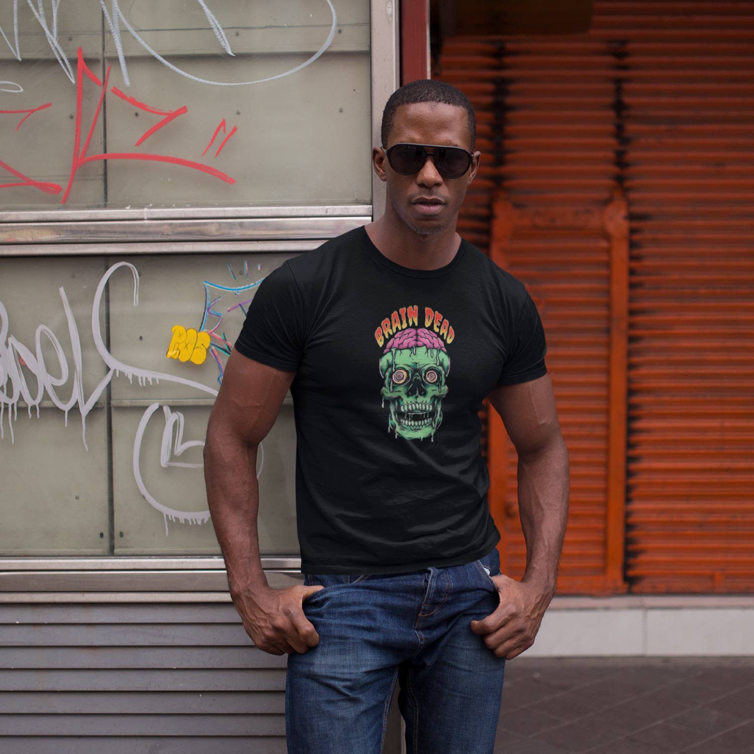 Tantra Brain Dead 100% Cotton Round Neck Printed Tshirt - Shipping Globally!