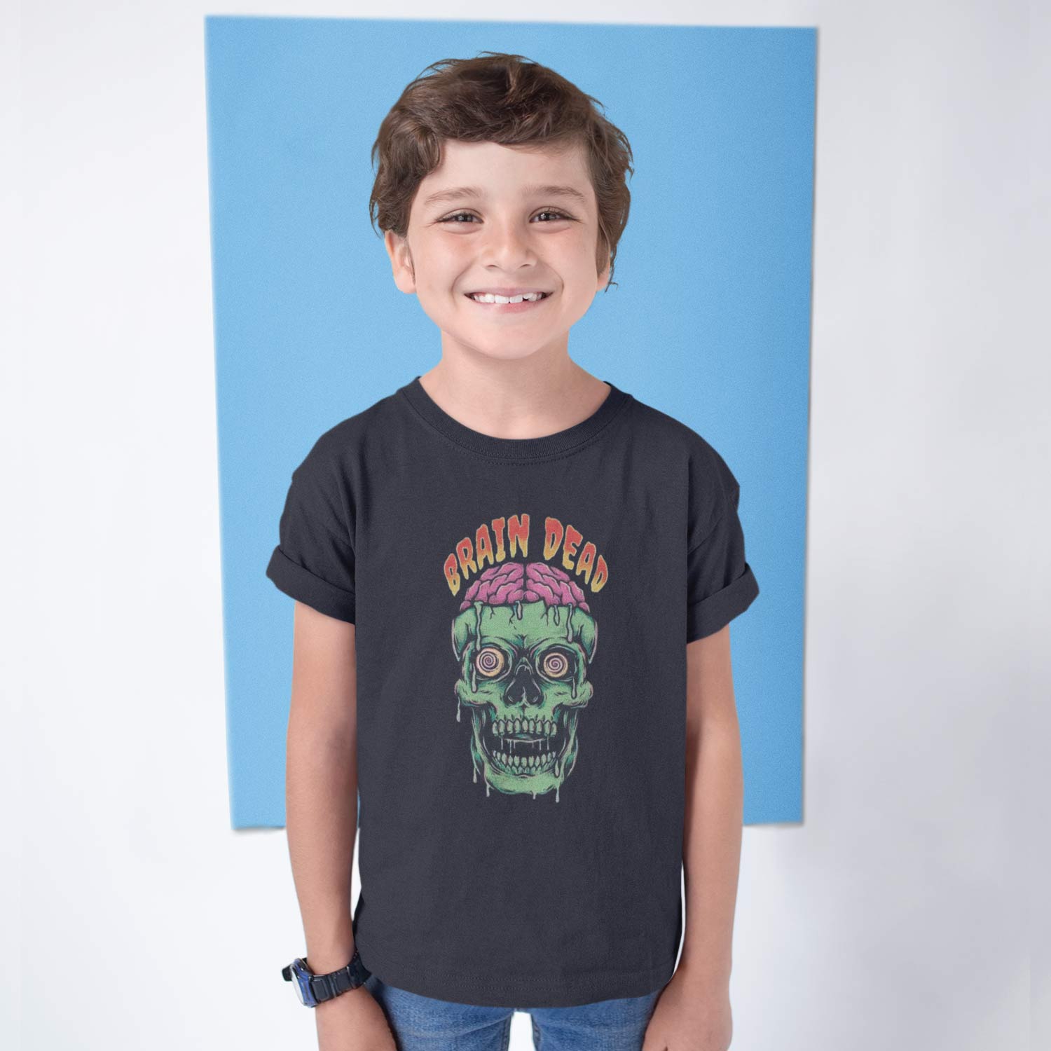 Tantra Brain Dead Kids Round Neck Graphic Printed T-Shirt - Shipping Globally!