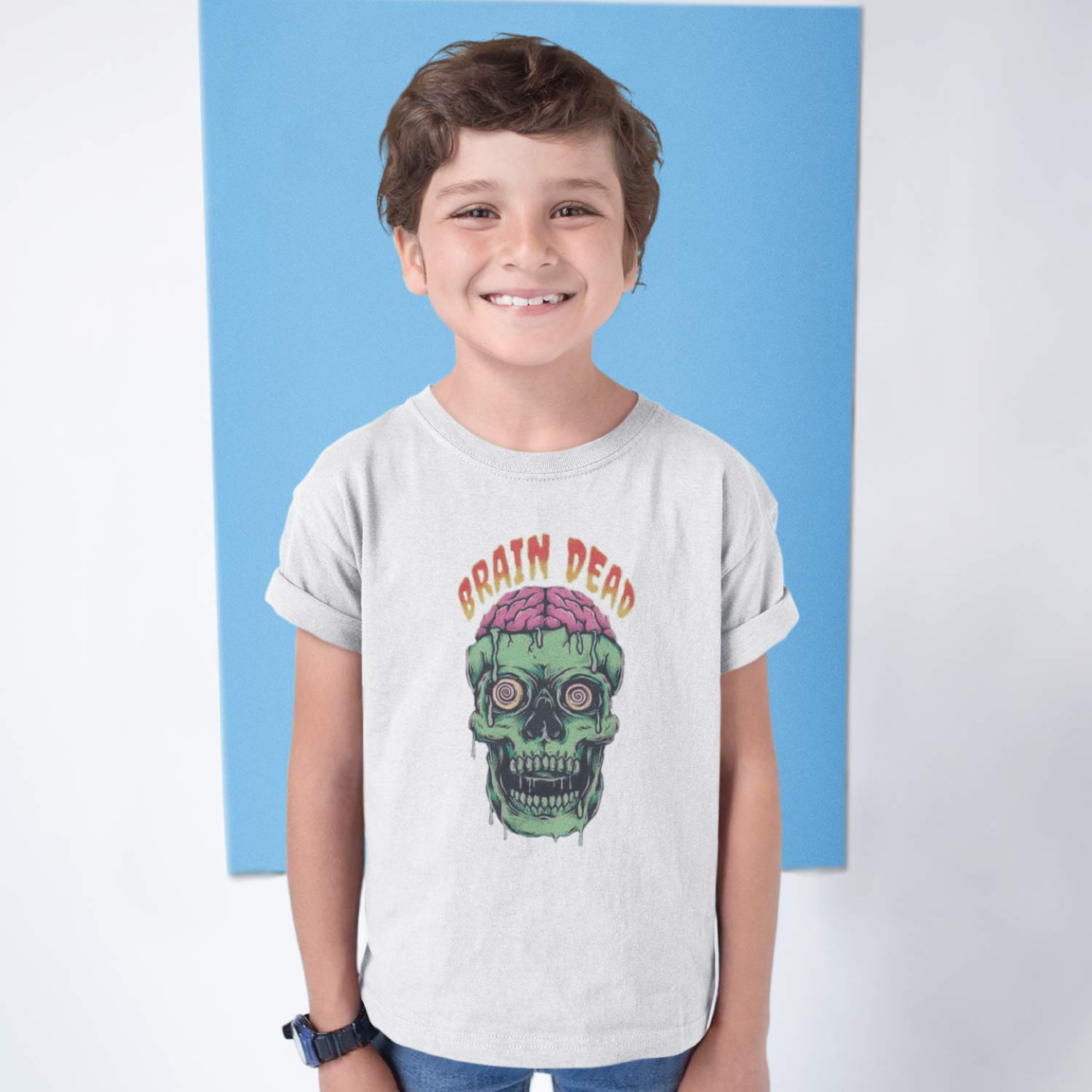 Tantra Brain Dead Kids Round Neck Graphic Printed T-Shirt - Shipping Globally!