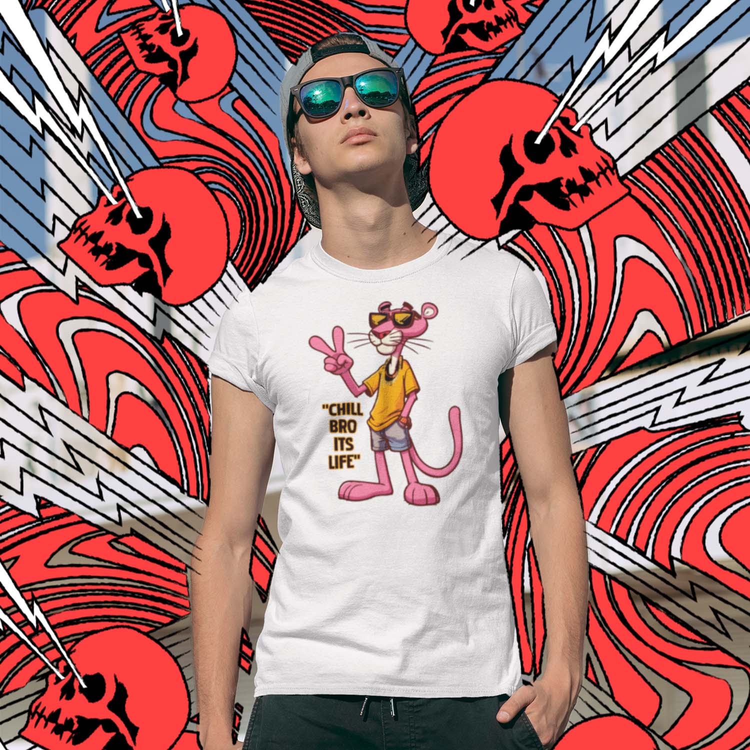 Tantra Chill Bro -Graphic Print Regular Fit Half Sleeve Round Neck Cotton T-Shirt - Shipping Globally!