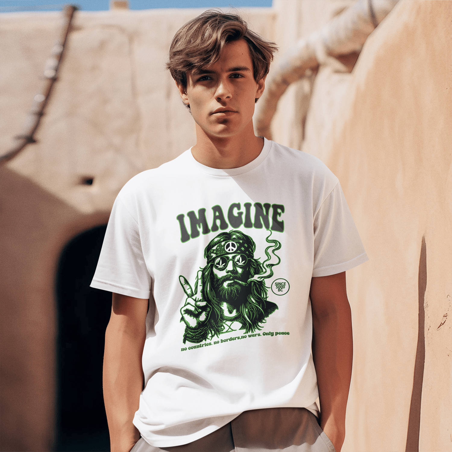 Hippy Men's Round Neck Printed T-Shirt - Shipping Globally!