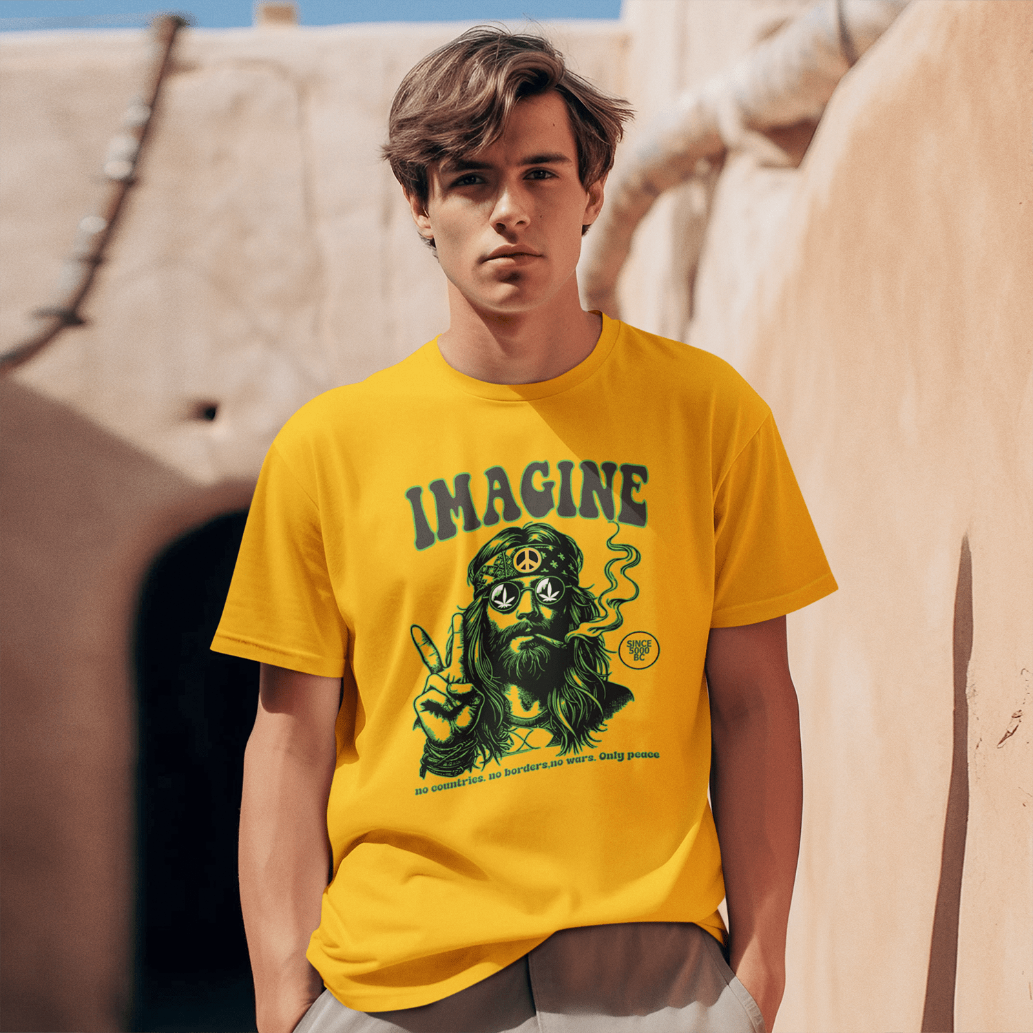 Hippy Men's Round Neck Printed T-Shirt - Shipping Globally!