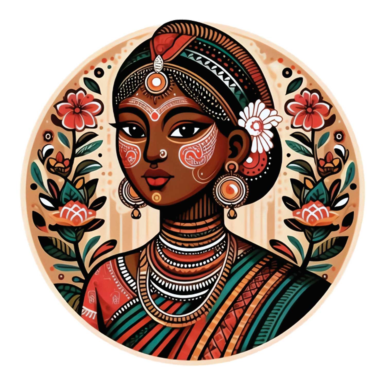 Tantra Indian Tribal Women's 100% Cotton Round Neck Graphic Printed T-Shirt - Shipping Globally!