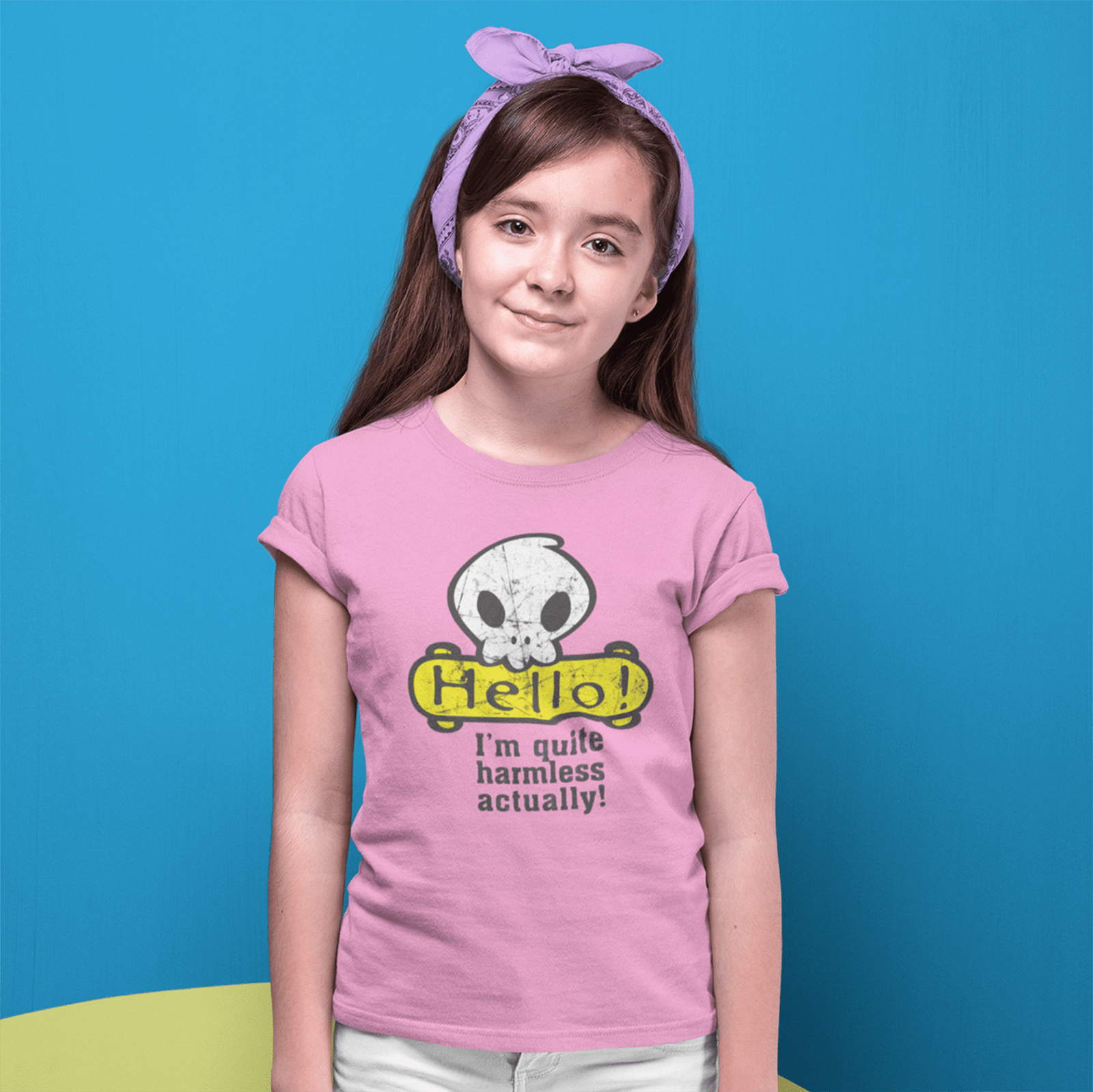 Hello Skull - Kids Printed Round Neck T-shirts