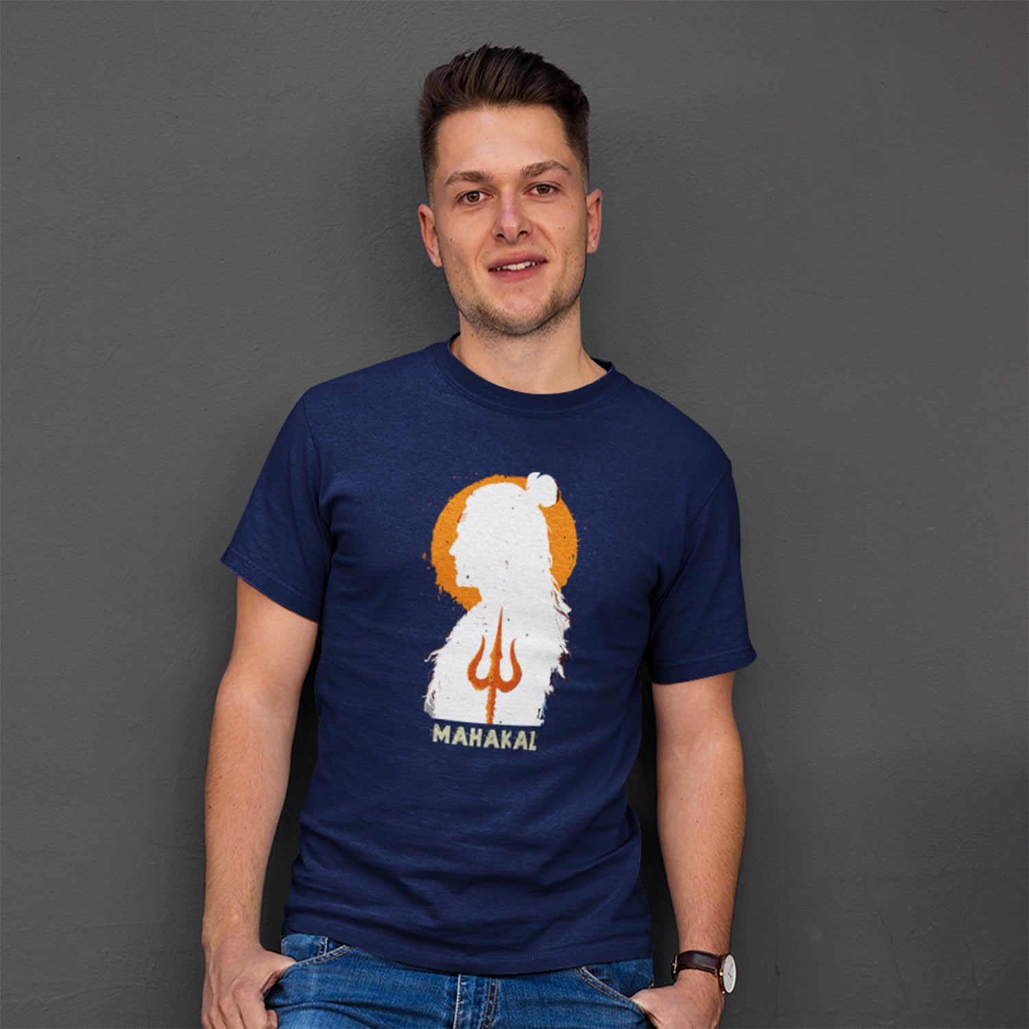 Tantra Mahakal -Graphic Print Regular Fit Half Sleeve Round Neck Cotton T-Shirt - Shipping Globally!