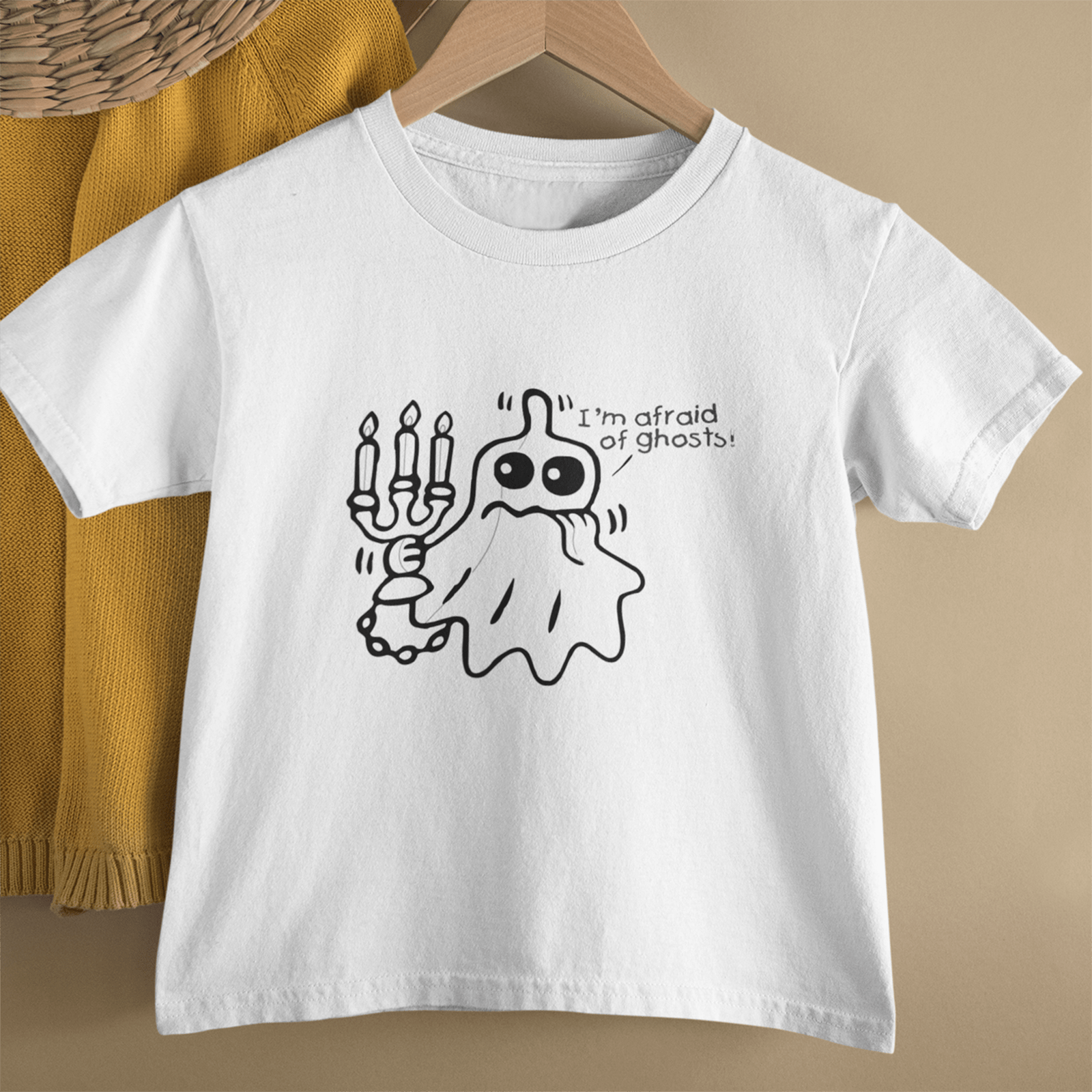 Afraid of ghosts - Kids Printed Round Neck T-shirts