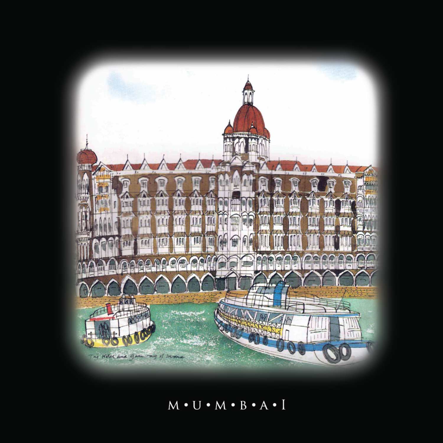 Mumbai Art 01 – Tantra Original Brand Since 1997 – Unisex Graphic Cotton Tee – Iconic Taj Hotel & Sea City-Inspired Casual Wear - Shipping Globally!
