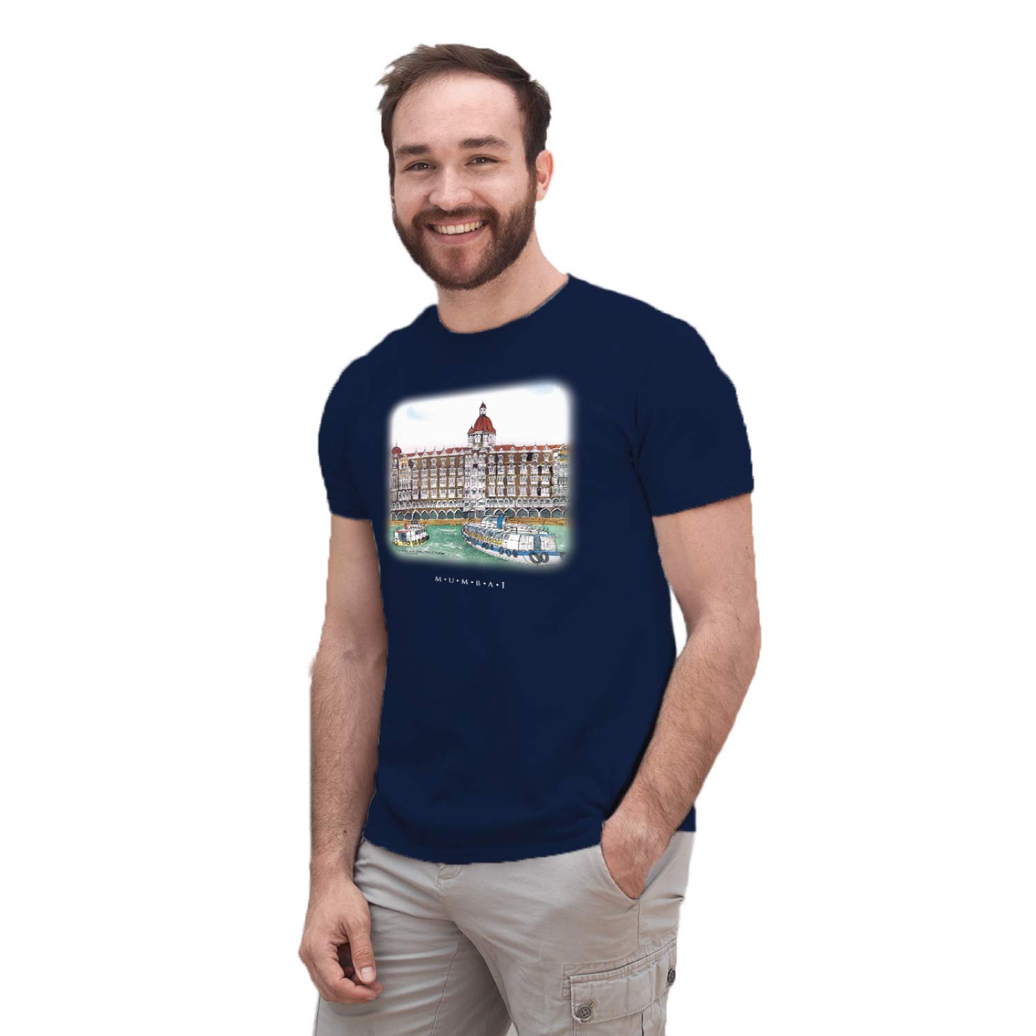 Mumbai Art 01 – Tantra Original Brand Since 1997 – Unisex Graphic Cotton Tee – Iconic Taj Hotel & Sea City-Inspired Casual Wear - Shipping Globally!