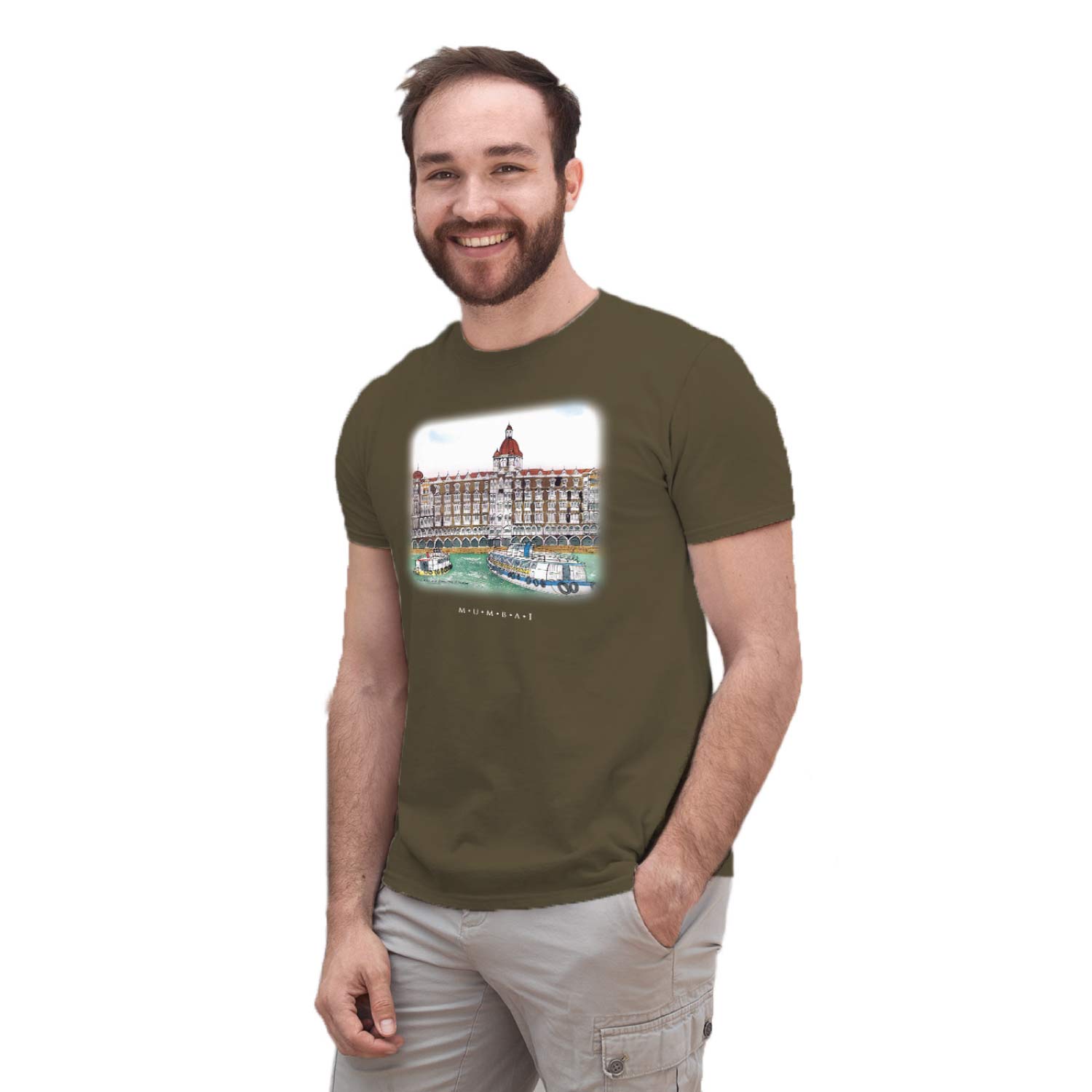 Mumbai Art 01 – Tantra Original Brand Since 1997 – Unisex Graphic Cotton Tee – Iconic Taj Hotel & Sea City-Inspired Casual Wear - Shipping Globally!