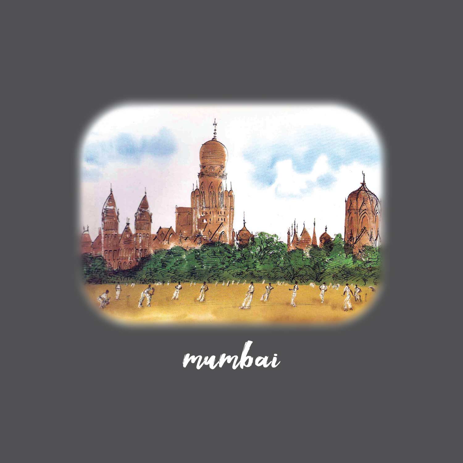 Mumbai Art 03 – Tantra Original Since 1997 – Unisex Cotton Tee - Heritage Skyline City Causal Wear - Shipping Globally!