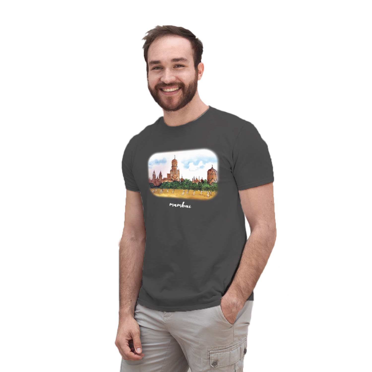 Mumbai Art 02 - Tantra Original Brand Since 1997 – Unisex Cotton Tee – Iconic Gateway of India City-Inspired Casual Wear - Shipping Globally!