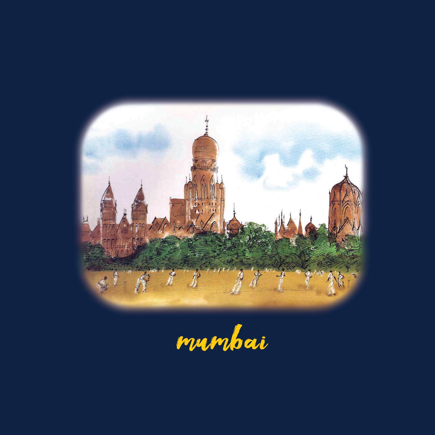 Mumbai Art 03 – Tantra Original Since 1997 – Unisex Cotton Tee - Heritage Skyline City Causal Wear - Shipping Globally!