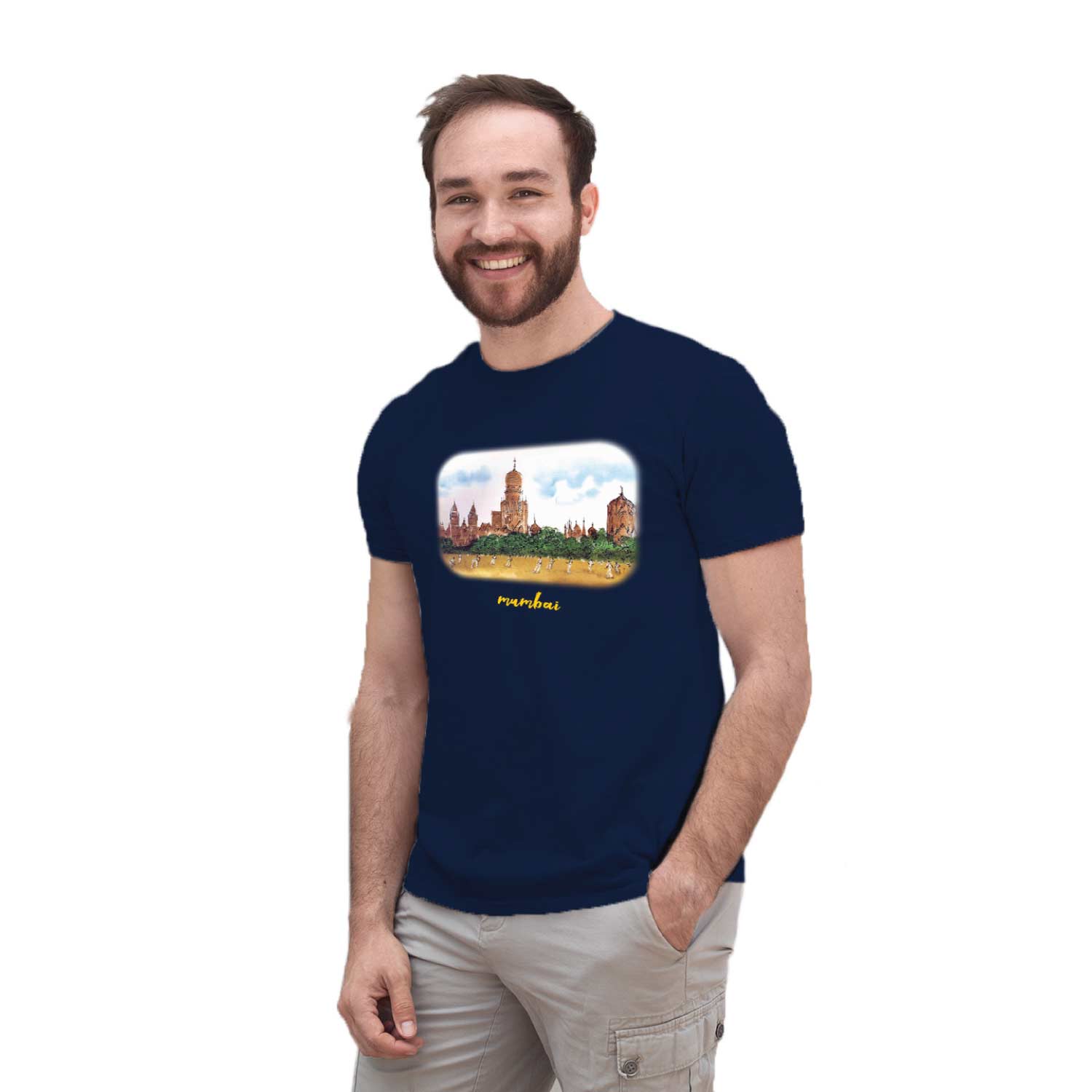 Mumbai Art 03 – Tantra Original Since 1997 – Unisex Cotton Tee - Heritage Skyline City Causal Wear - Shipping Globally!