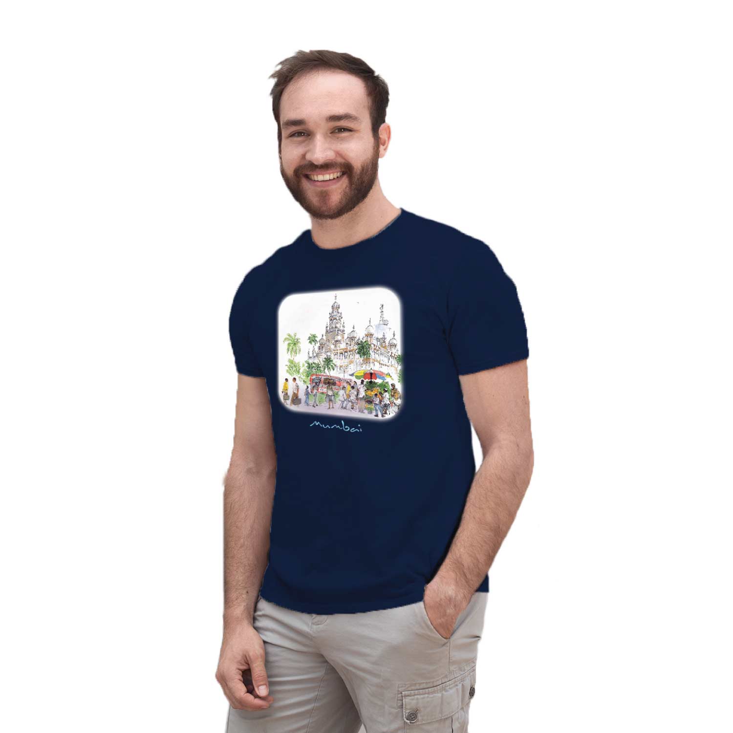 Mumbai Art 06 – Tantra Original Since 1997 – Unisex Cotton Tee - Cityscape with Street Life Casual Wear - Shipping Globally!