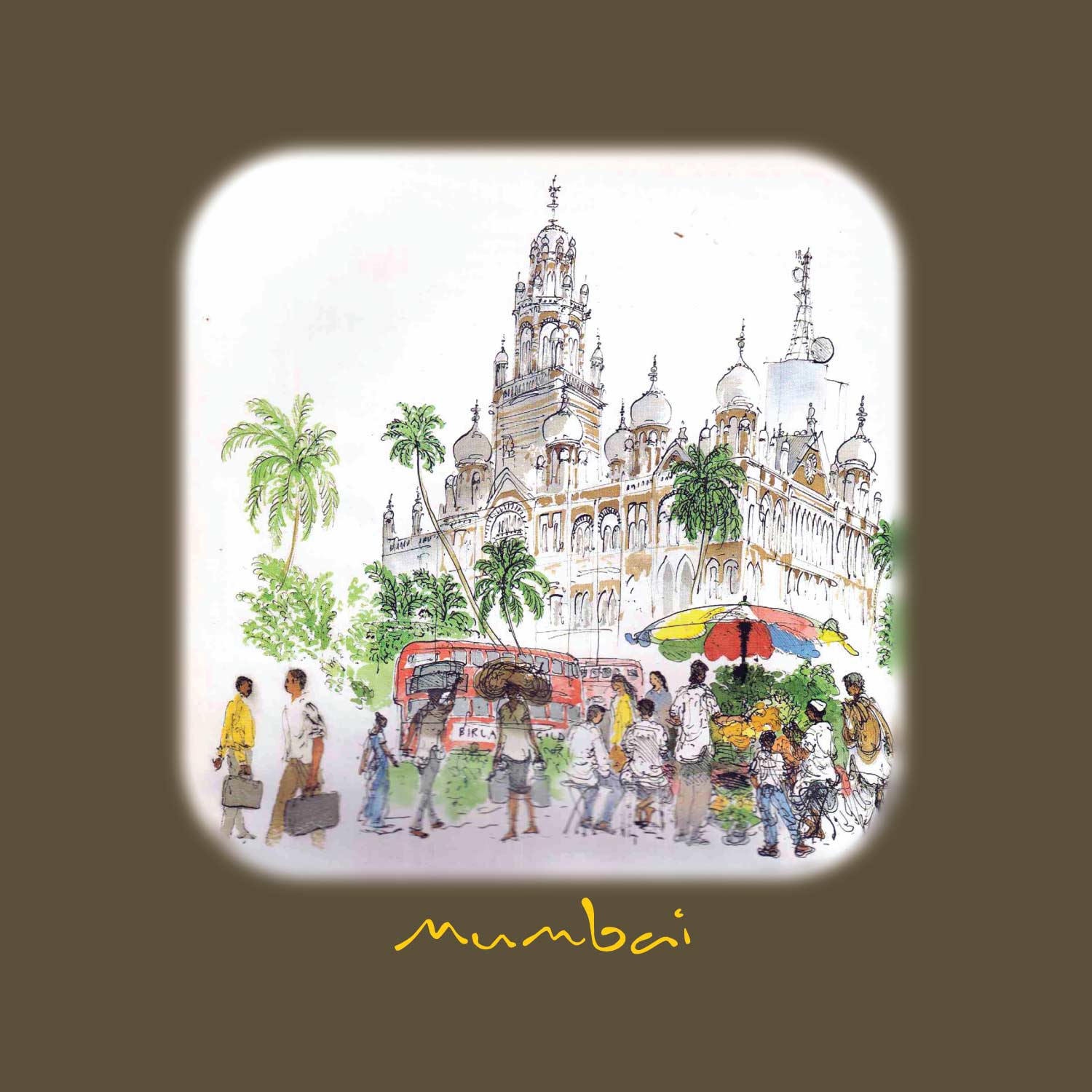 Mumbai Art 06 – Tantra Original Since 1997 – Unisex Cotton Tee - Cityscape with Street Life Casual Wear - Shipping Globally!