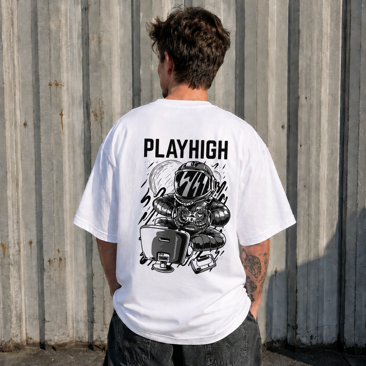 Playhigh Oversize Back Print – Tantra Original Brand Since 1997 – Unisex Cotton Tee Everyday Wear - Shipping Globally!