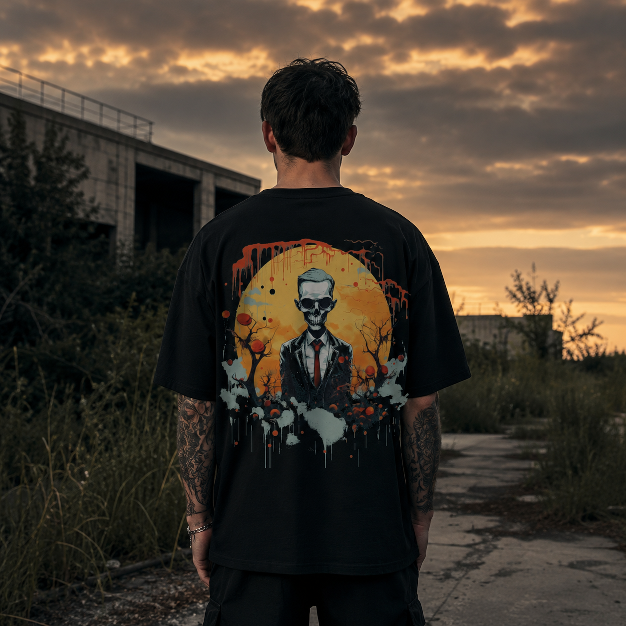 Skull Ghost Oversize Back Print – Tantra Original Brand Since 1997 – Unisex Cotton Tee Everyday Wear - Shipping Globally!