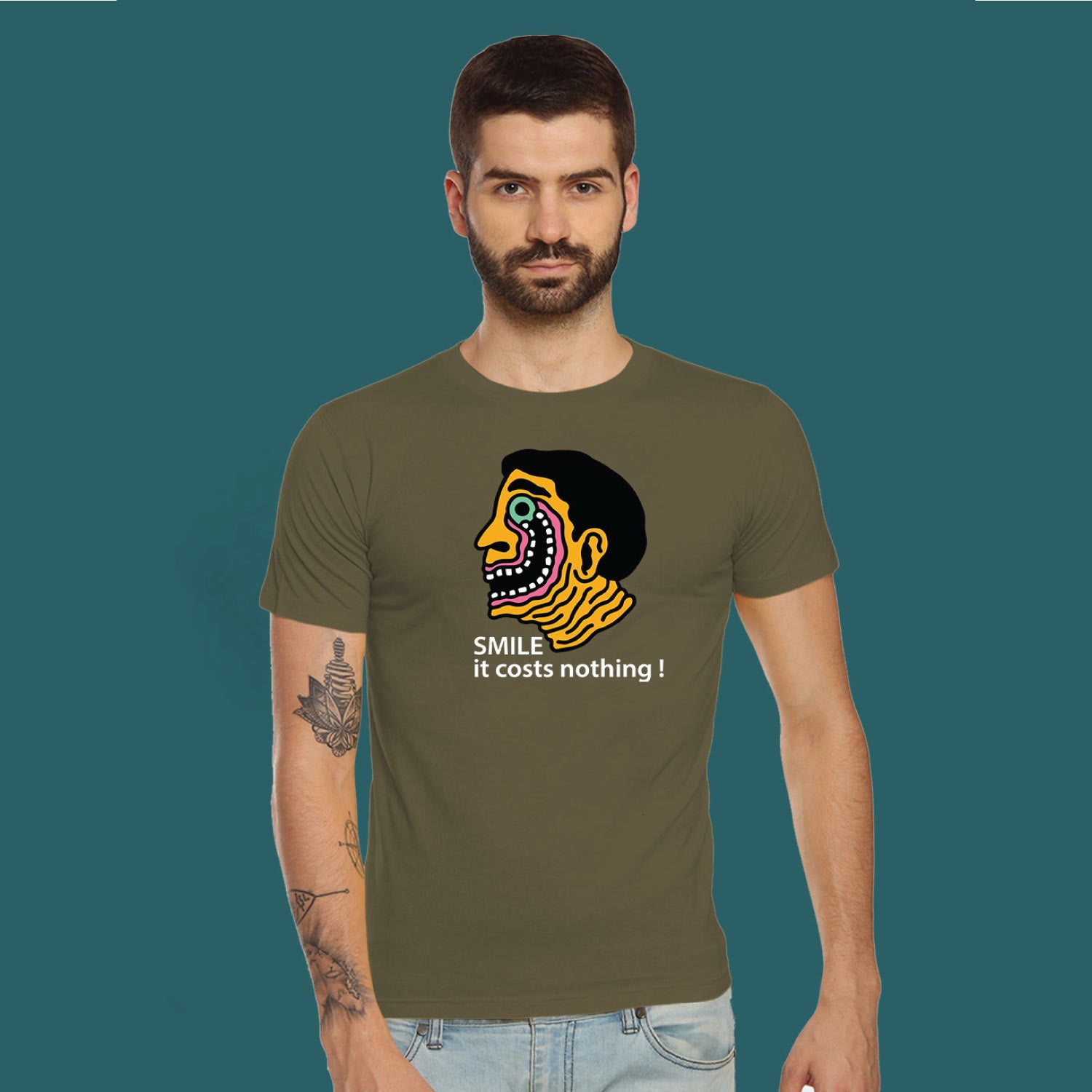 Smile! It Costs Nothing – Tantra Original Brand Since 1997 – Unisex Cotton Tee – Casual Everyday Wear - Shipping Globally!