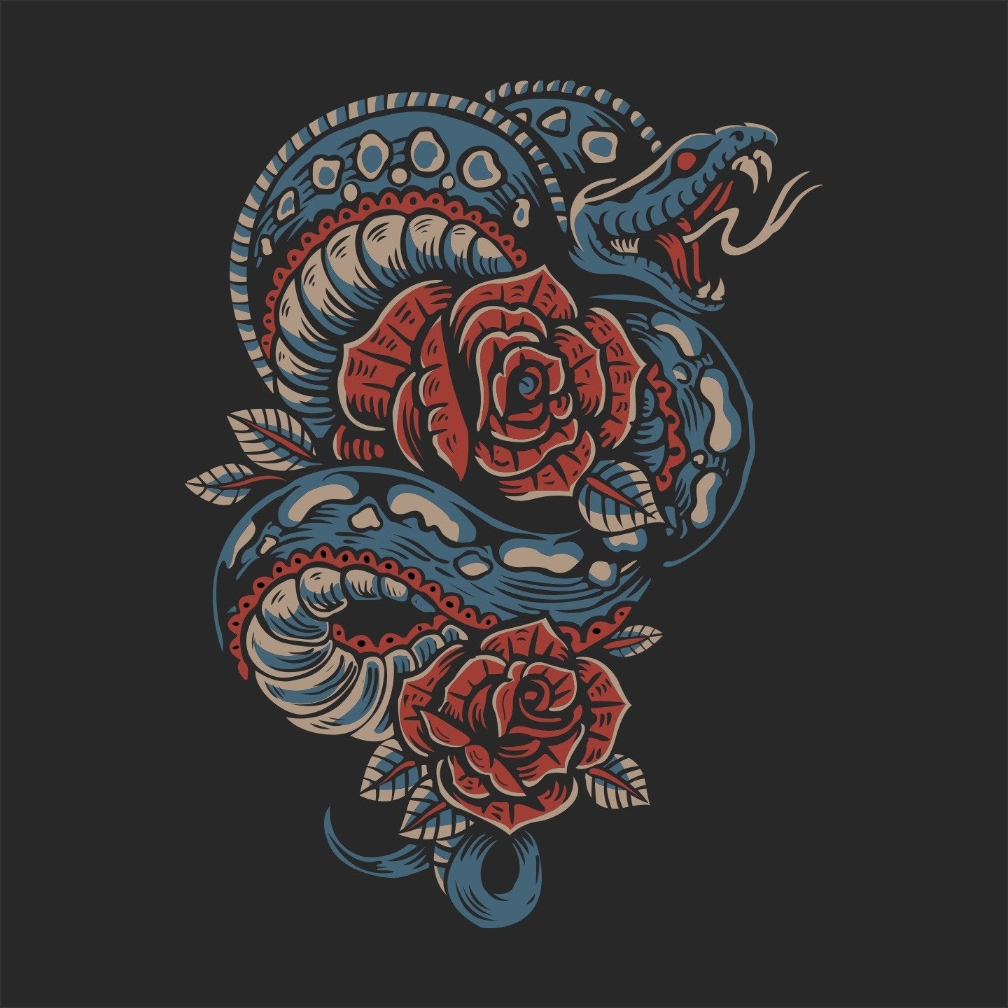 Snake & Roses Unisex Printed Hoodies - Shipping Globally!