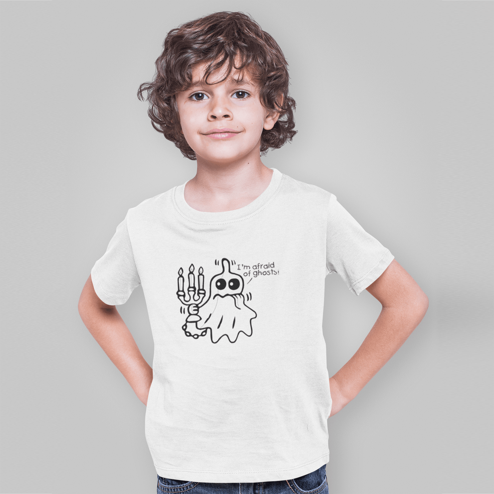 Afraid of ghosts - Kids Printed Round Neck T-shirts