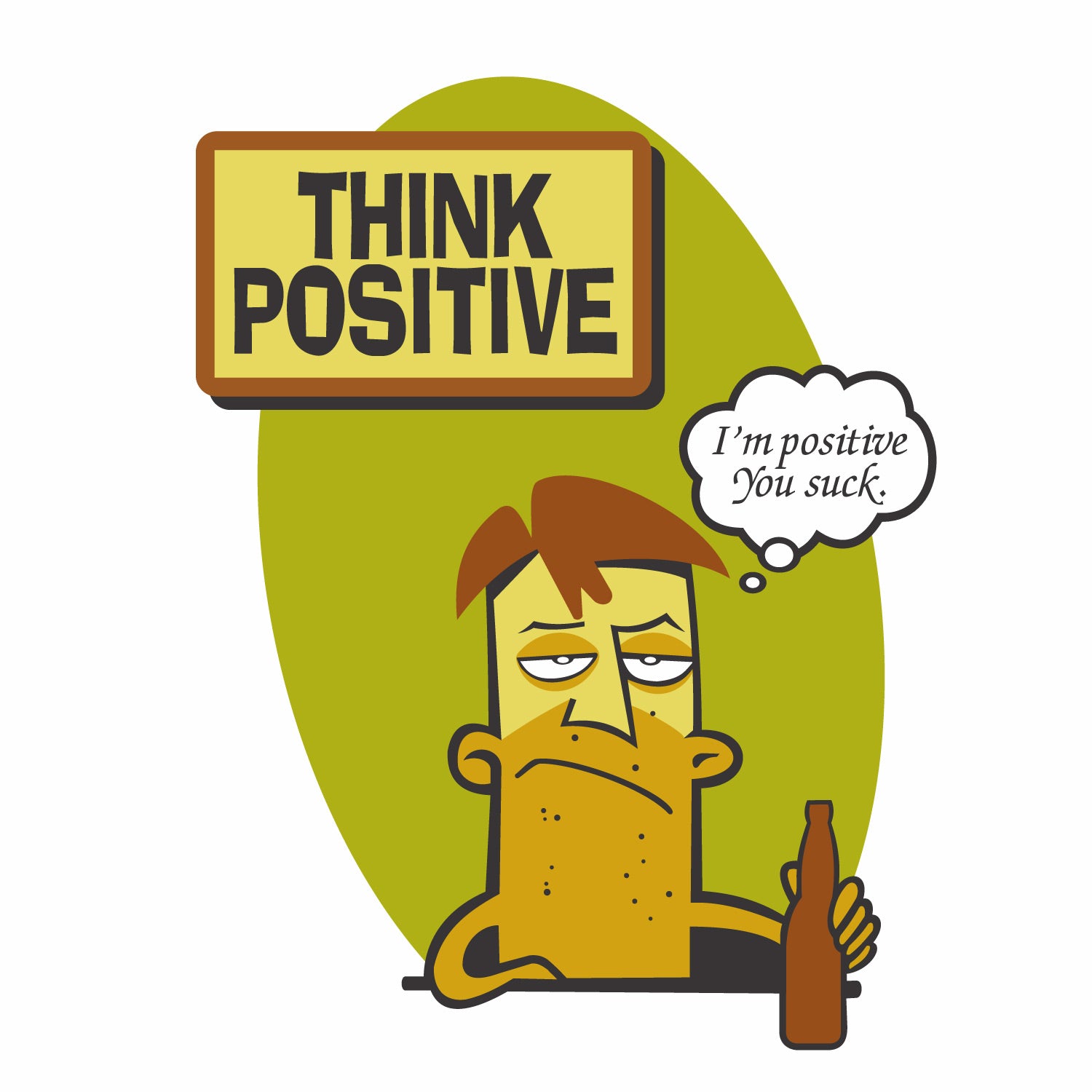 Tantra Think Positive 100% Cotton Round Neck Printed Tshirt - Shipping Globally!