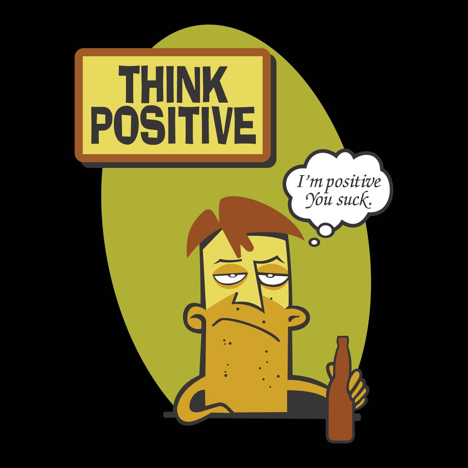 Tantra Think Positive 100% Cotton Round Neck Printed Tshirt - Shipping Globally!