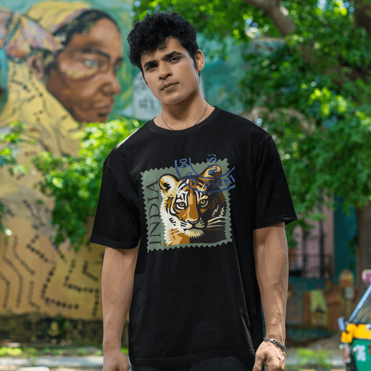Tiger India Men's Round Neck Printed T-Shirt - Shipping Globally