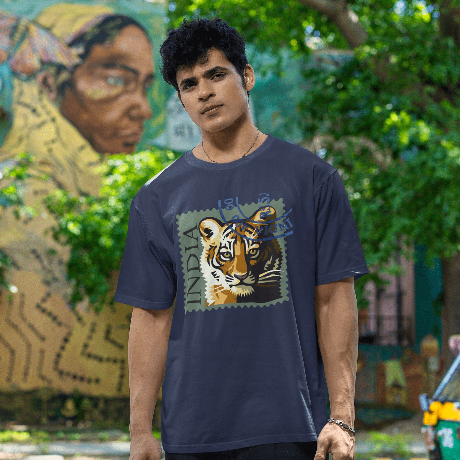 Tiger India Men's Round Neck Printed T-Shirt - Shipping Globally