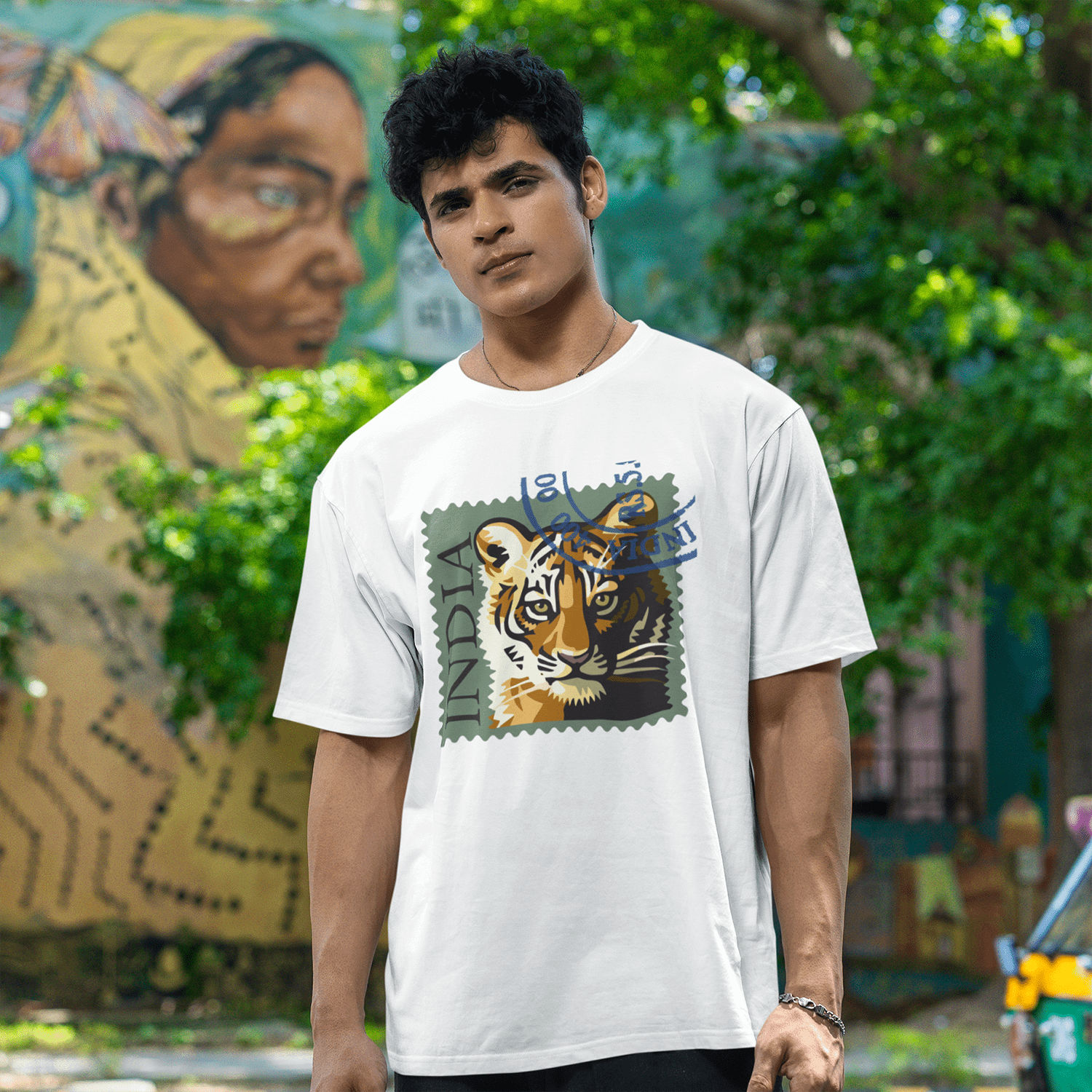 Tiger India Men's Round Neck Printed T-Shirt - Shipping Globally